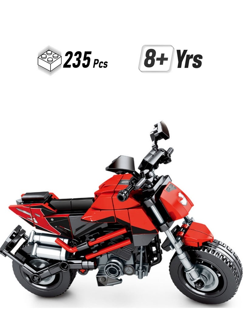 Loquat 235pcs Red Motorcycle Building Block Toy Set; A Great Motorcycle Gift For Kids Over 8 Years Old Who Love Fast-Paced Vehicle Action - Image 1