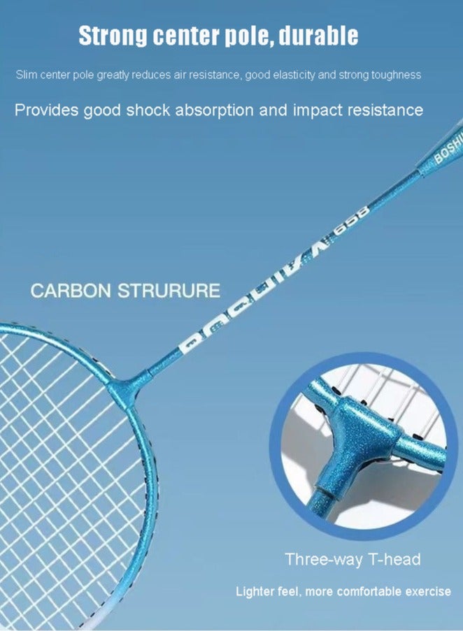 Merrystick Badminton Racket Set, Lightweight Professional Badminton Racket Set for Adults and Children, Including 2 Rackets, 3 Badminton Balls and a Handbag, Suitable for Family Leisure, Primary and Secondary School Students, And Entry-Level Badminton Enthusiasts - Image 2