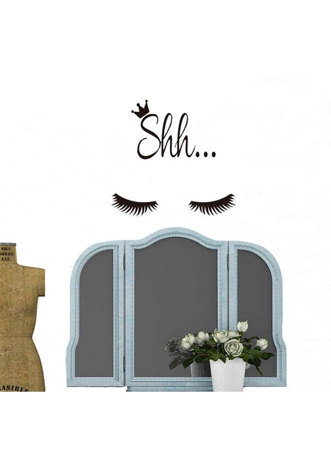 Maydahui 2Pcs Eyelash Wall Decal 14" Salon Home Sign Decor Black Purple Shh Sleep Eyes Art Vinyl Mural Wall Sticker For Kids Baby Bedroom Easy To Paste (Size 14" X 10") - Image 5