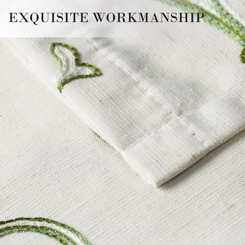 VOGOL 2 Panels Ultra Decor Vines Embroidered Faux Linen Grommet Curtains for Living Room,Energy Efficient Window Treatment Panels,52 x 63 Inch, Grass Green - Image 5
