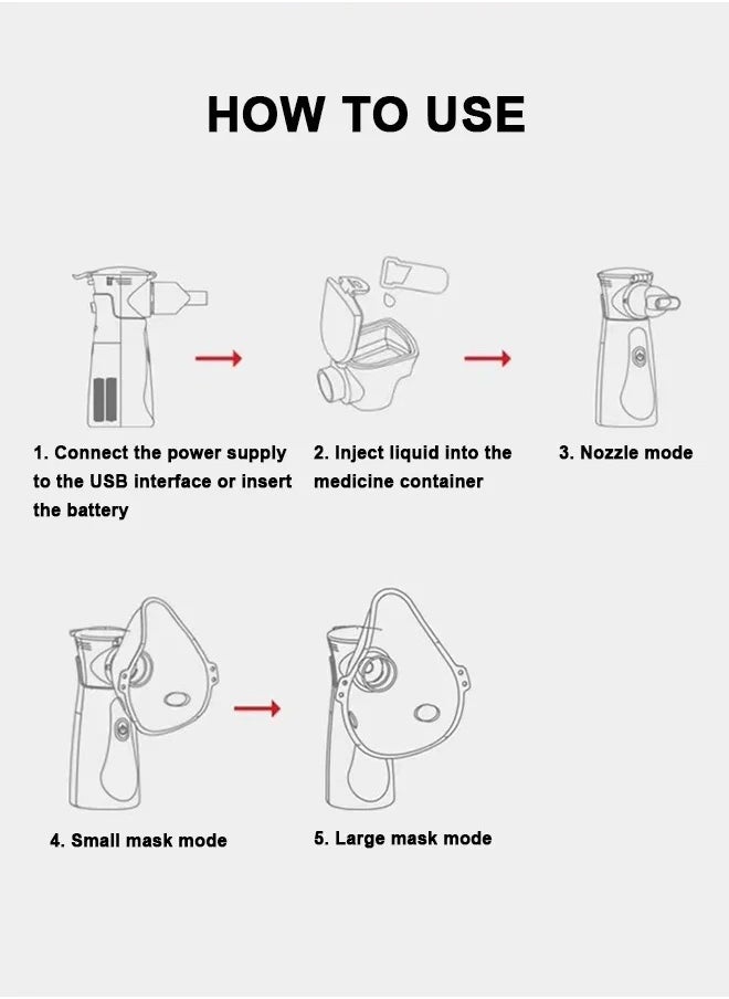 Nebulizer Portable Mini Vaporizers Handheld Medical Atomizer for Adults Children Outdoor Travel Ultrasonic Nebulizer Steam Inhaler Pocket Size
