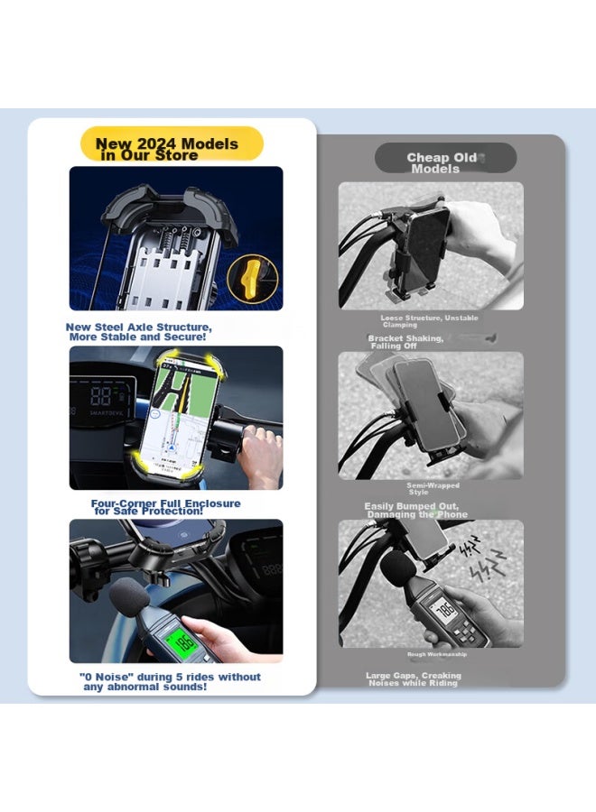 Bzbc Bicycle Phone Mount, Electric Bike Navigation Mount, Mountain Bike, Electric Scooter, Motorcycle, Food Delivery, Courier Navigation Mount, Cycling Equipment, Stable And Shock-absorbing - Image 2