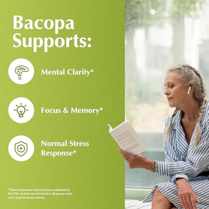 Jiva Botanicals Bacopa Monnieri Supplement Pure 1000mg per Serving - High Potency Bacopa Monnieri (Brahmi) & Extract for Normal Brain, Focus, & Memory Support - Ayurvedic Herbs - 60 Capsules - Image 3