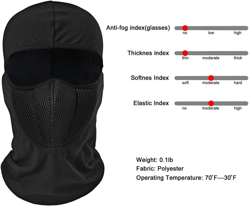 PrimeBox Helmet Face Mask Full Cover Bike Riding Cotton Anti-Dust Protection Neck Gaiter Stylish Black Biker Mask Pack of 1 Balaclava for Men - Image 1
