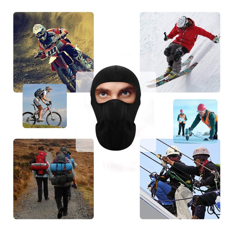 PrimeBox Helmet Face Mask Full Cover Bike Riding Cotton Anti-Dust Protection Neck Gaiter Stylish Black Biker Mask Pack of 1 Balaclava for Men - Image 5