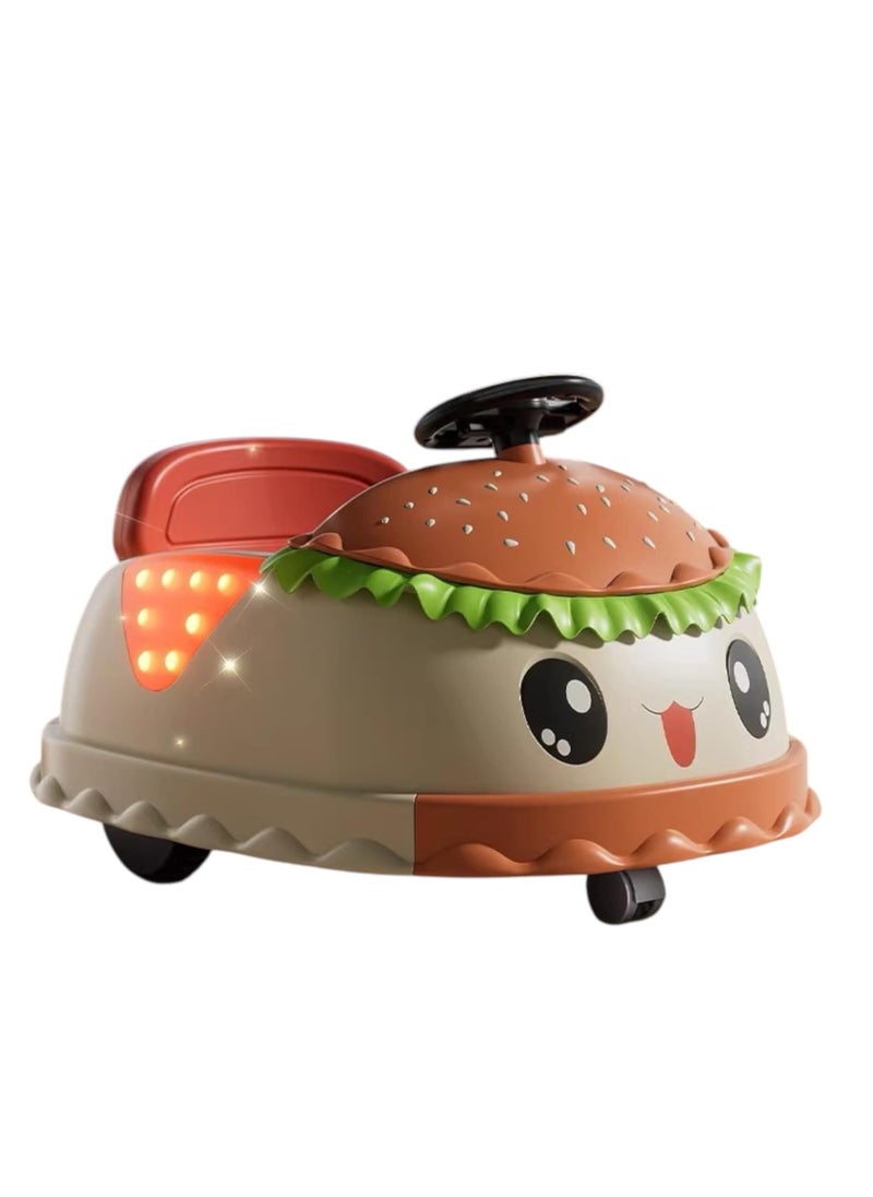 UKR UKR Kids Ride On Burger With 360° Rotation, Remote Control & Self-Drive Musical Toddler Car Rear Storage Indoor & Outdoor Electric Car  - Image 1