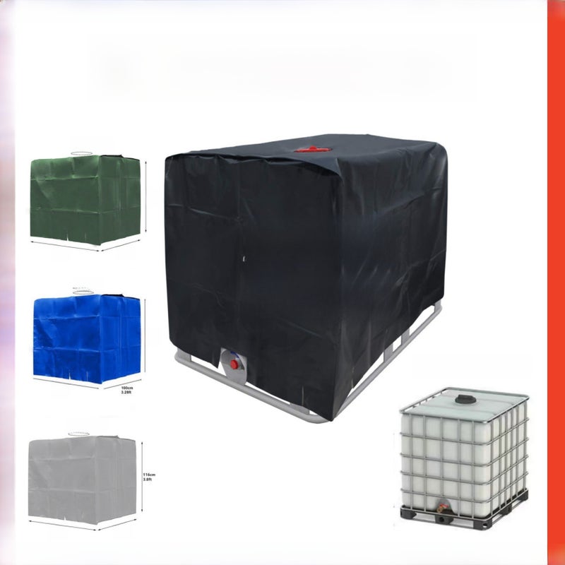 Cross-border 210D water tank cover IBC ton barrel cover 1000L outdoor waterproof, dustproof and heat insulation factory can make bucket cover(blue style, 1000 litres) - Image 1