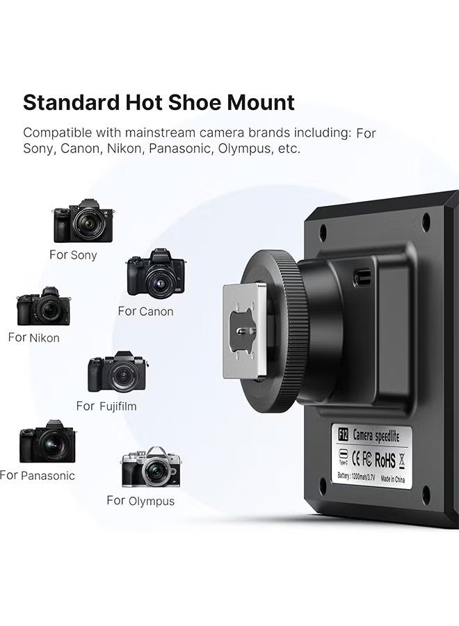 يولانزي فلاش كاميرا Ulanzi F12 Mini Speedlite - 5600K، سرعة عالية جدًا 1/250 ثانية، حذاء ساخن قياسي لسوني وكانون ونيكون - Image 2