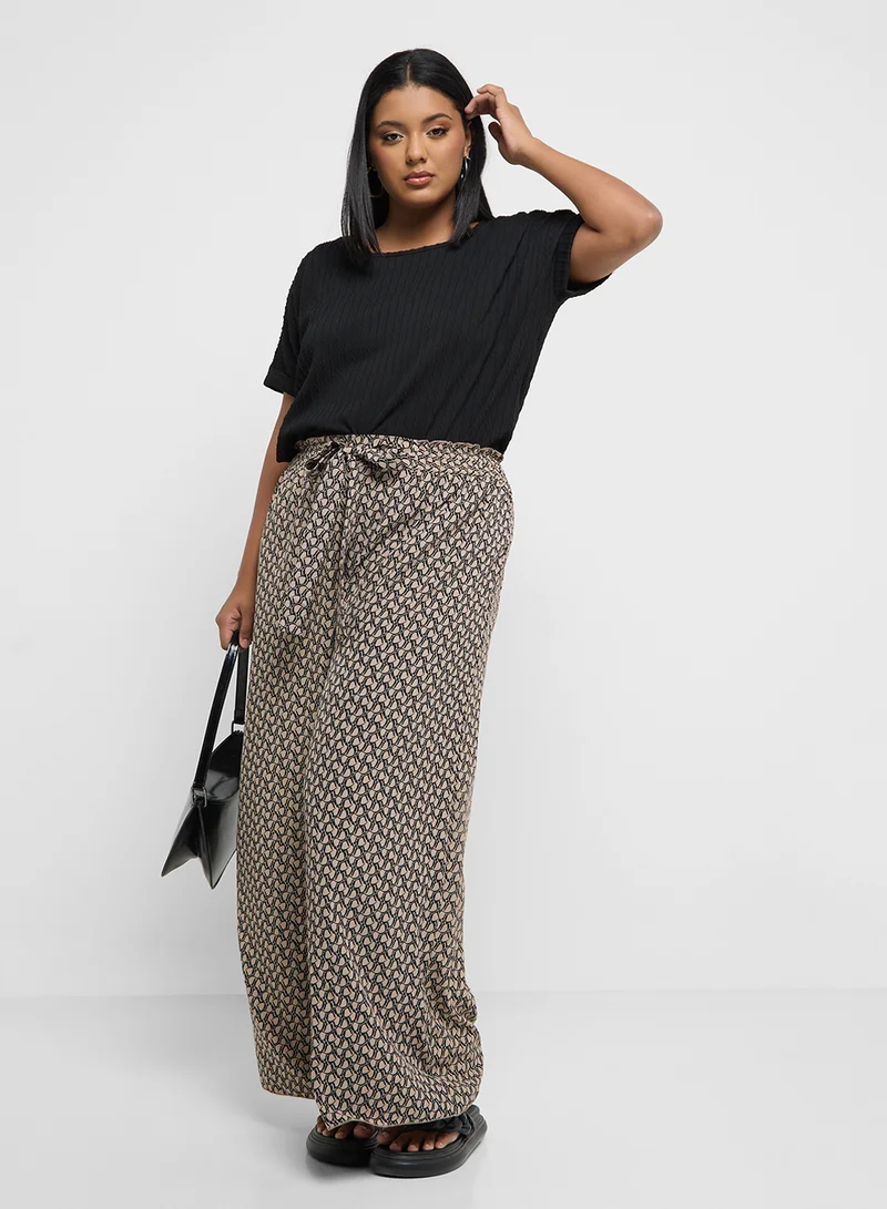 Ginger Plus Oversize Ribbed T-Shirt With Roll Up Sleeves