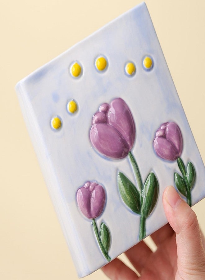 Busnos Book Vase Tulip Pencil Cup Pen Holder For Office Desk Decorative Books Pink Flower Vase Cute Toothbrush Holders Home Decor Teacher Book Gifts for Women Small Makeup Brushes Holder - Image 4