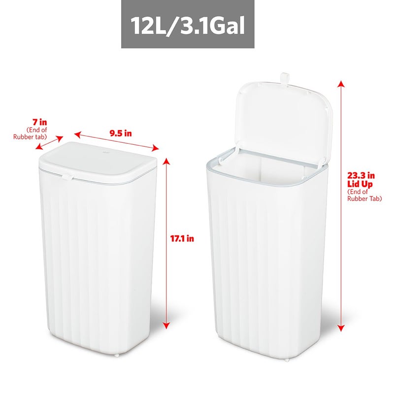 Glad Roomate Under Counter Waste Bin | Space Saving Small Trash Can for Kitchen Cabinet, Bathroom or Office | Dual Lid for Ease of Opening, 12 Liter, White - Image 2