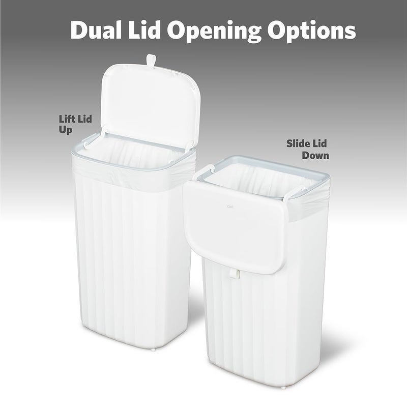 Glad Roomate Under Counter Waste Bin | Space Saving Small Trash Can for Kitchen Cabinet, Bathroom or Office | Dual Lid for Ease of Opening, 12 Liter, White - Image 3