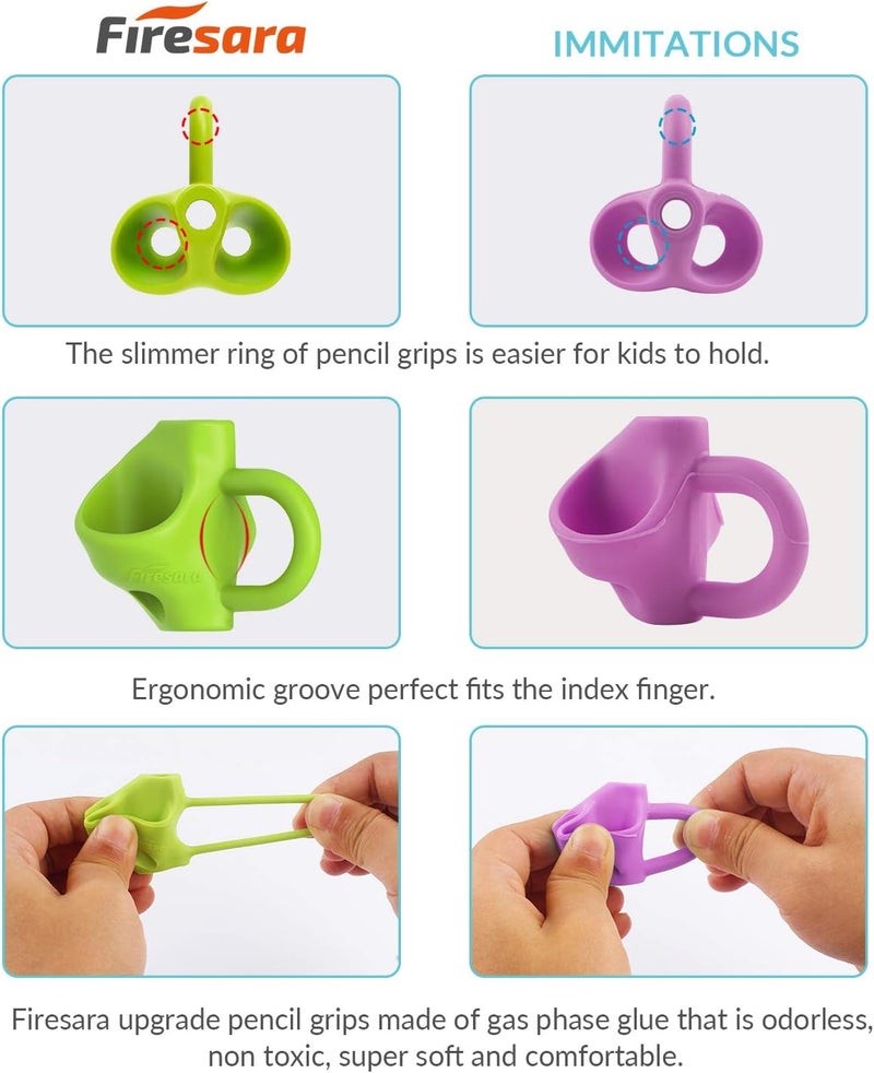 firesara Pencil Grips Breakthrough Design Writing Correction Device Handwriting Aid Pencil Grip for Kids Children Adults Special Needs Righties or Lefties 4PCS - Image 2
