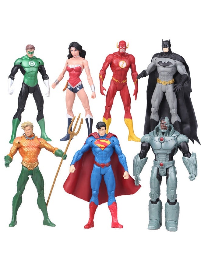 7-Piece Justice League Hero Action Figure Set - 7x3x2cm Stylised Collectibles with Non-Toxic PVC, Detailed Costumes - for Kids Ages 3+, Collectors & Party Favors for Display, Gift & Play - Image 1