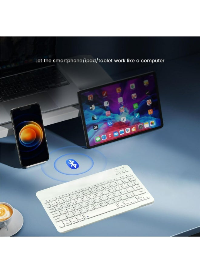 Rock Pow Ultra-Slim Bluetooth Arabci English Keyboard and Mouse Combo Rechargeable Portable Wireless Keyboard Mouse Set for Apple iPad iPhone iOS 13 and Above Samsung Tablet Phone Smartphone Android Windows - Image 2