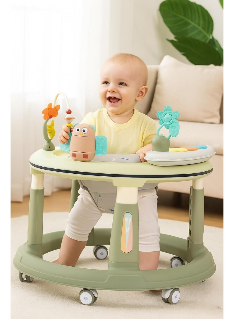 Hompenny Multifunctional Baby Walker｜Widened & Thickened Anti-Rollover Base｜Prevents O-Shaped Legs｜5-Level Height Adjustment｜360° Silent Wheels｜Interactive Music & Toy Panel｜For 6–24 Months - Image 5