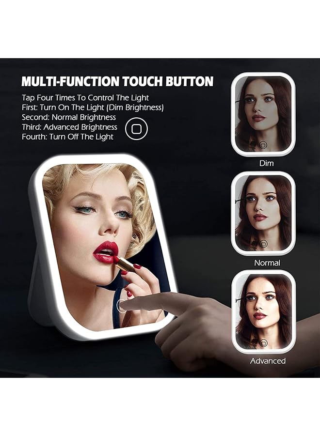 erorex Makeup Mirror With Light And Magnifying Delfino Lighted Vanity With Touch Screen Dimmable Intelligent Switch Portable And Foldable Stand Makeup Mirror For Tabletop Bathroom 3 Color - Image 3