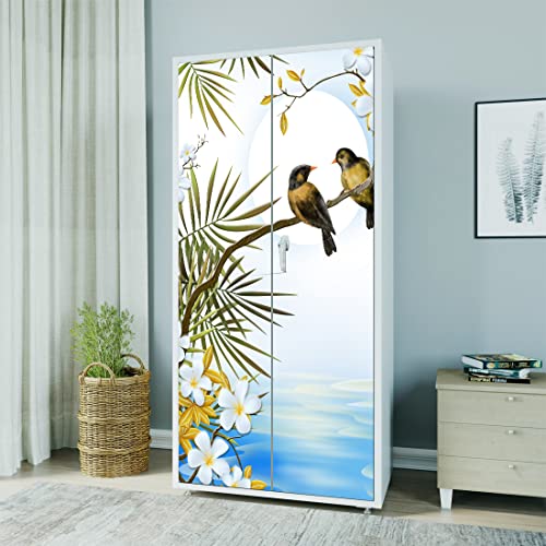 WallDaddy Self Adhesive Almirah Stickers, Wall Stickers, Decorative Sticker Wallpaper for Home Wardrobe Doors (Love Bird Almirah) PVC Vinyl Size Large (39 x 84 Inch) - Image 1