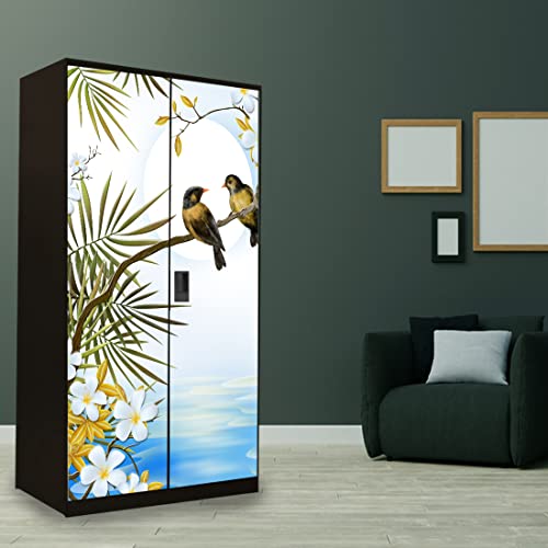 WallDaddy Self Adhesive Almirah Stickers, Wall Stickers, Decorative Sticker Wallpaper for Home Wardrobe Doors (Love Bird Almirah) PVC Vinyl Size Large (39 x 84 Inch) - Image 4