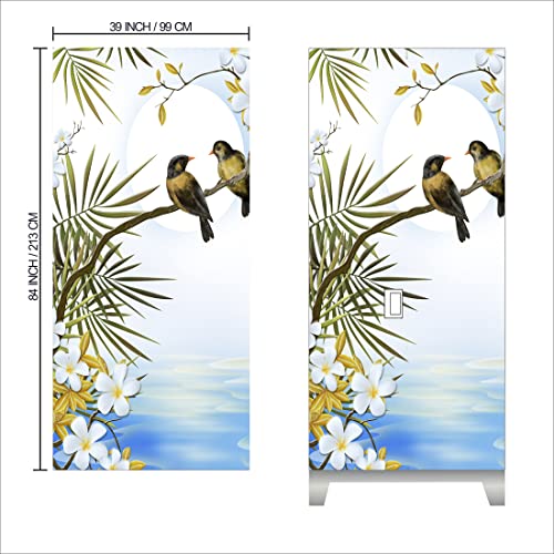 WallDaddy Self Adhesive Almirah Stickers, Wall Stickers, Decorative Sticker Wallpaper for Home Wardrobe Doors (Love Bird Almirah) PVC Vinyl Size Large (39 x 84 Inch) - Image 2