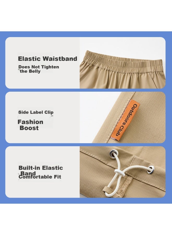 Ask Junior Kids Outdoor Sports Waterproof Sun-protective Cargo Pants Khaki - Image 5