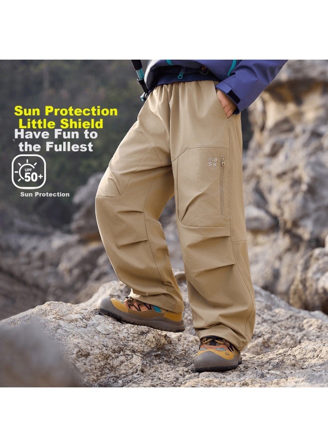 Ask Junior Kids Outdoor Sports Waterproof Sun-protective Cargo Pants Khaki - Image 3