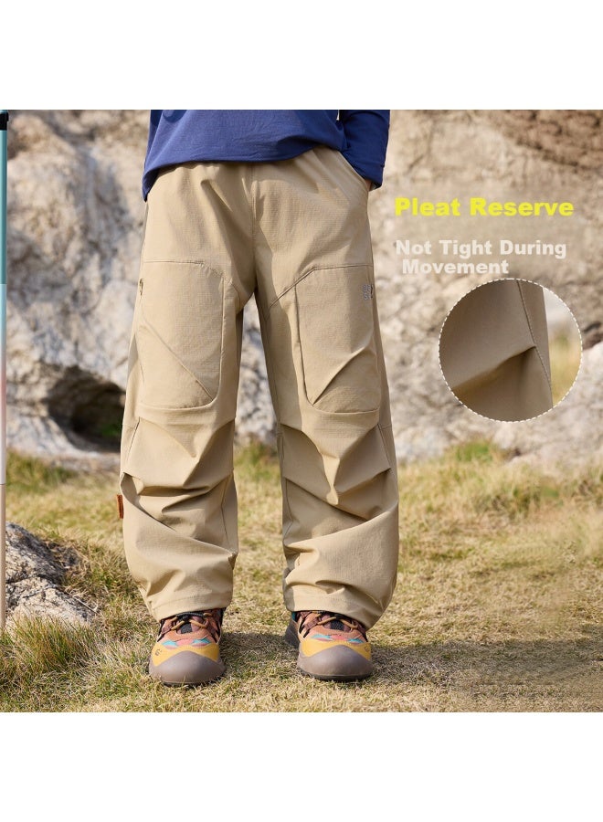 Ask Junior Kids Outdoor Sports Waterproof Sun-protective Cargo Pants Khaki - Image 2