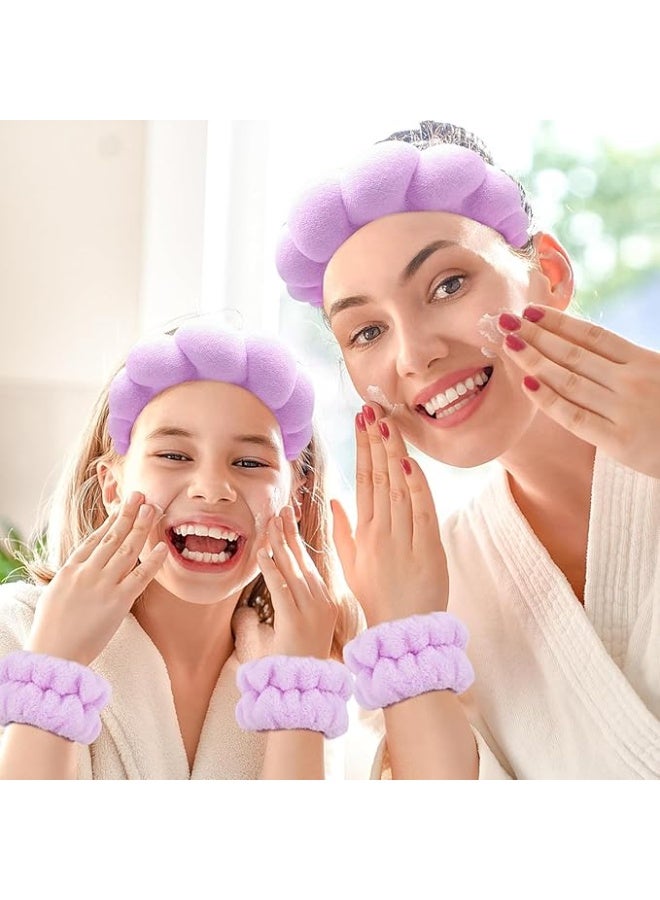 KIKI Spa Headband and Wristband Set, Terry Cloth Soft Puffy Hairband with Non-Slip Design for Facial Cleansing and Skincare - Image 4
