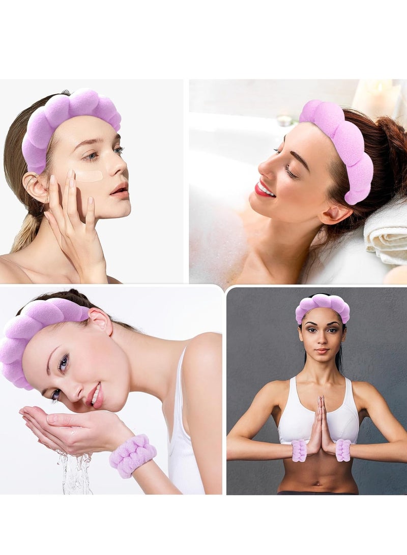 KIKI Spa Headband and Wristband Set, Terry Cloth Soft Puffy Hairband with Non-Slip Design for Facial Cleansing and Skincare - Image 3