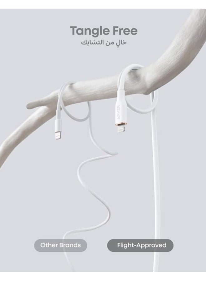 Anker powerline iii flow, usb c to lightning cable for iphone 14/14 pro/13/12/11/xs xr 8 plus [mfi certified, 3ft, cloud white] supports power delivery, silicone cable (charger not included) - Image 3