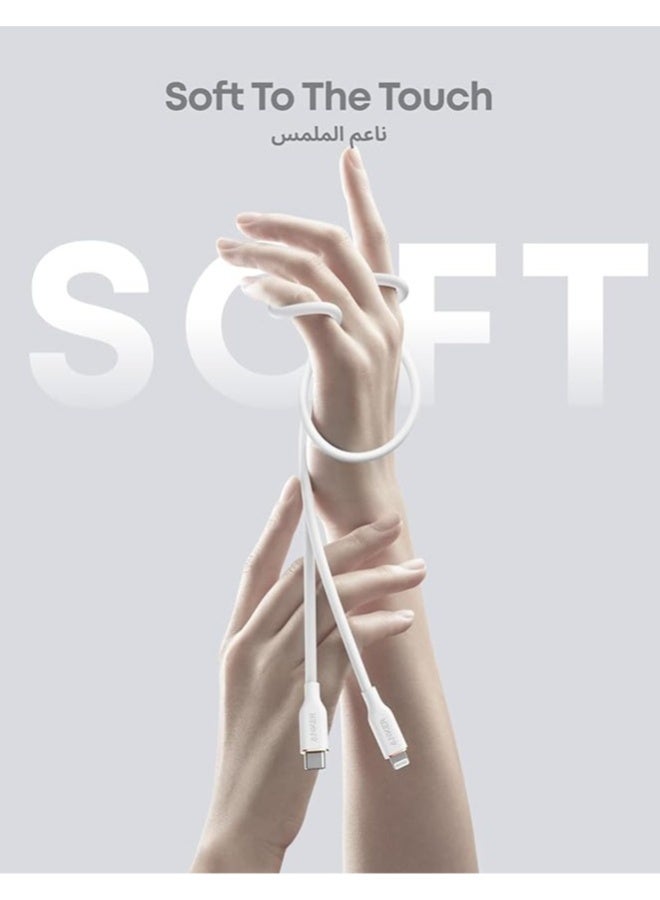 Anker powerline iii flow, usb c to lightning cable for iphone 14/14 pro/13/12/11/xs xr 8 plus [mfi certified, 3ft, cloud white] supports power delivery, silicone cable (charger not included) - Image 2