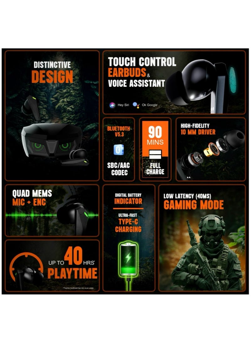 كروم A39 Owl Series Wireless Gaming Earbuds Advanced ENC, Superior Sound, Ultra-Comfortable Design, Long Battery Life, Multi-Platform Compatibility - Image 2