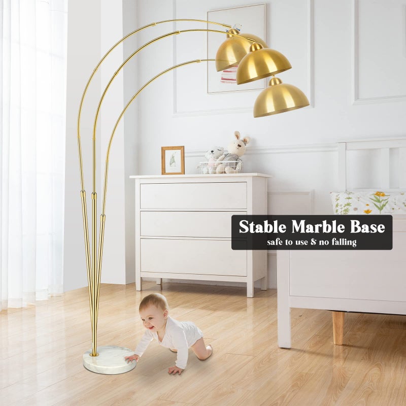 GoBright Contemporary Gold 73" Arc Floor Lamp with Hanging Dome Shade, Marble Base Adjustable Farmhouse Over the Couch Tall Stand Up Light, Industrial Task/Reading Standing Corner Lamp for Living Room Bedroom - Image 5