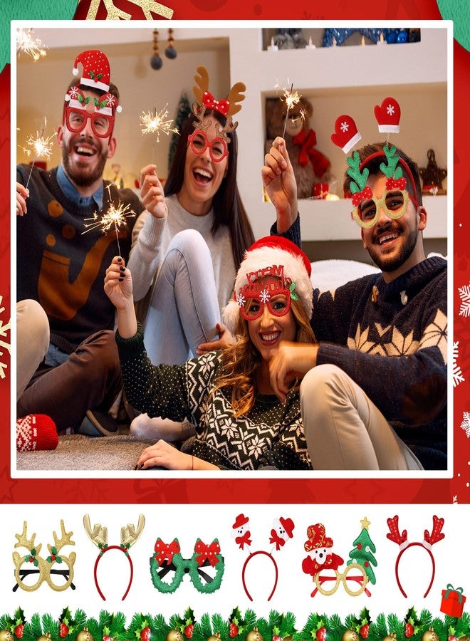 جيجكسين مجموعة نظارات وأطواق رأس جيغشين لعيد الميلاد، 64 قطعة، تتضمن 32 طوق رأس لطيف للحفلات و32 طوق رأس مرح على شكل نظارات، مثالية كهدايا لحفلات عيد الميلاد. - Image 4