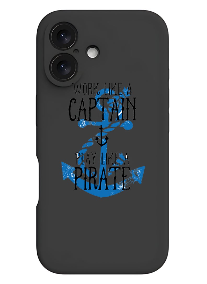 Theodor - Protective Slim Fit Case Liquid Silicone Cover with Full Body Protection Anti-Scratch Shockproof Case For iPhone 16 Plus Black - Work like a Captain - Image 1