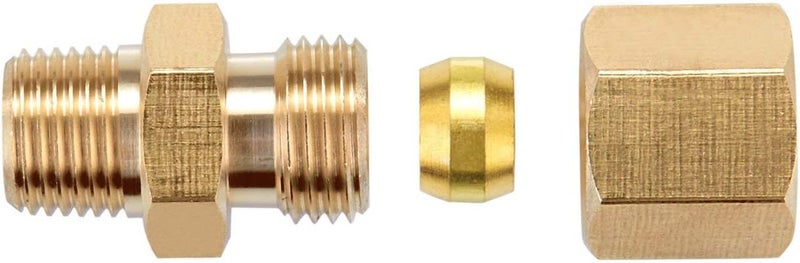 LitOrange 4 عبوة موصل أنبوب ضغط نحاسي معدني، محول توصيل مستقيم، 1/4" قطر الأنبوب الخارجي x 1/8" ذكر NPT - Image 2