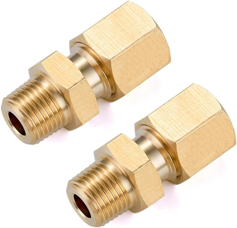 LitOrange 4 عبوة موصل أنبوب ضغط نحاسي معدني، محول توصيل مستقيم، 1/4" قطر الأنبوب الخارجي x 1/8" ذكر NPT - Image 3