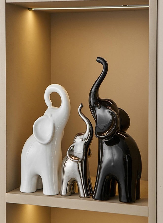 XINXUAN Modern Ceramic Elephant Family Ornaments, Set of 3, Home Decor (B-3PCS Elephant) - Image 4