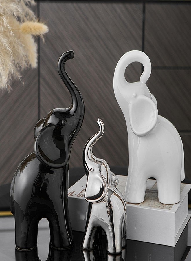 XINXUAN Modern Ceramic Elephant Family Ornaments, Set of 3, Home Decor (B-3PCS Elephant) - Image 3