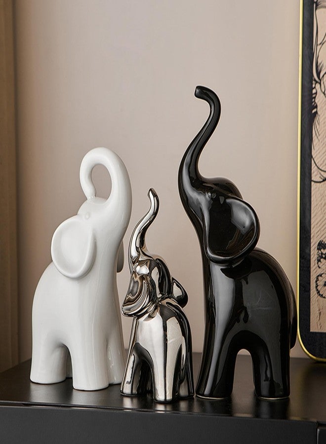 XINXUAN Modern Ceramic Elephant Family Ornaments, Set of 3, Home Decor (B-3PCS Elephant) - Image 5