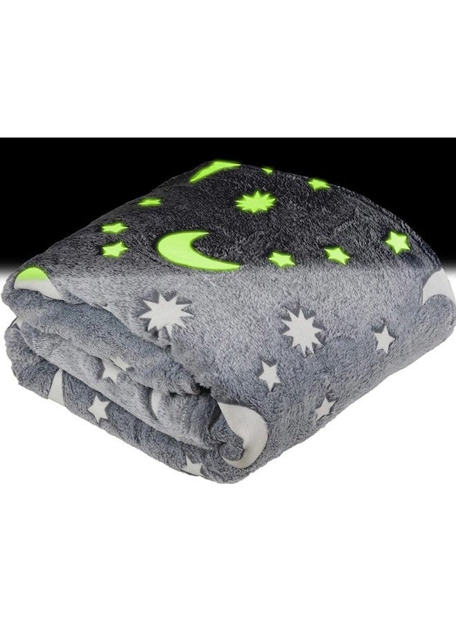SP HOME GOODS Glow in The Dark Throw Blanket Gift for Boys and Kids Ages 4-14 and for Grandkids - Grey 50 x 60 Inches Fun, Cozy Fleece Throw Blanket Made from Plush Polyester | Wrinkle-Resistant Soft Blanket - Image 1