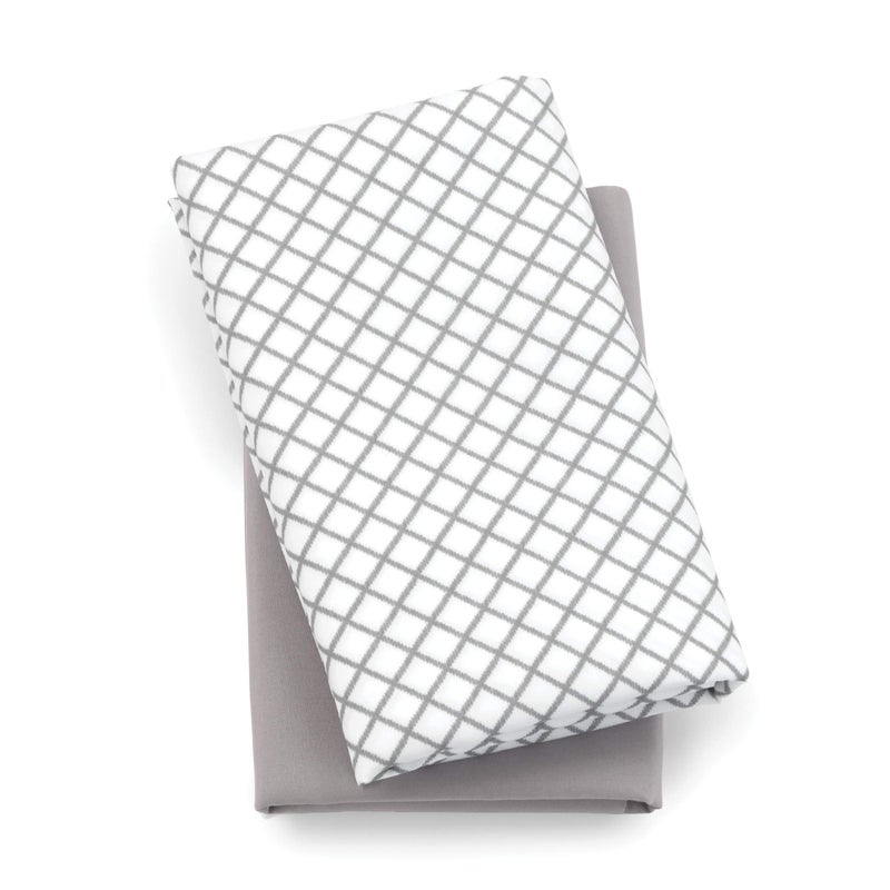 Chicco Lullaby Playard Sheets - Grey Diamond 2-Pack | Grey/White - Image 1