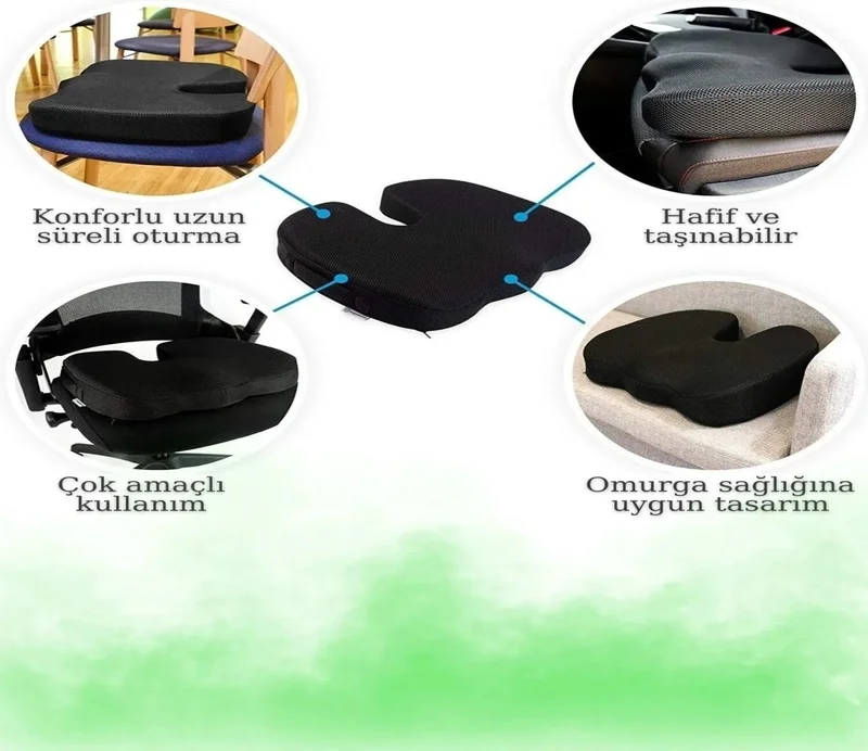Ozclife Seat Cushion Coccyx Orthopedic Memory U Seat Home Office Auto Seating Massage Pillow Pad