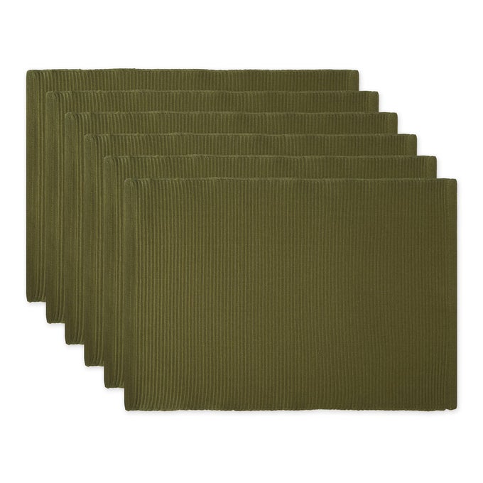 BASIC EVERYDAY RIBBED TABLETOP 100 COTTON PLACEMAT SET 13X19 SAGE 6 PIECE