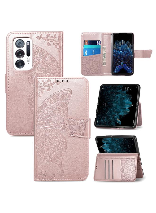 S-TOP Case For OPPO Find N Butterfly Love Flower Embossed Leather Case - Image 1