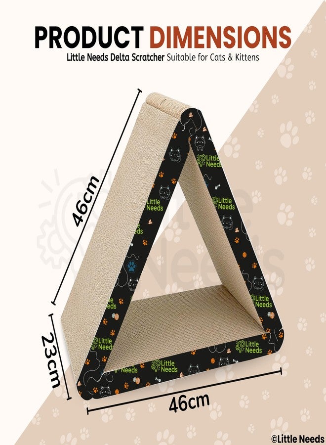 Little Needs Corrugated Cardboard Cat Scratcher with Catnip - (Delta Scratcher) | 18 inch Detachable 3-Side Scratch Pad for Indoor Cats & Kittens | Textured Design for Claw Care & Furniture Protection - Image 2