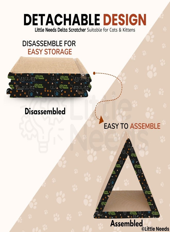 Little Needs Corrugated Cardboard Cat Scratcher with Catnip - (Delta Scratcher) | 18 inch Detachable 3-Side Scratch Pad for Indoor Cats & Kittens | Textured Design for Claw Care & Furniture Protection - Image 3