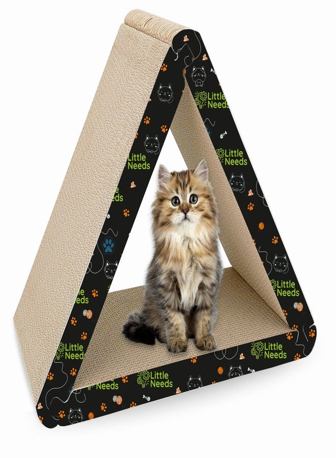 Little Needs Corrugated Cardboard Cat Scratcher with Catnip - (Delta Scratcher) | 18 inch Detachable 3-Side Scratch Pad for Indoor Cats & Kittens | Textured Design for Claw Care & Furniture Protection - Image 1