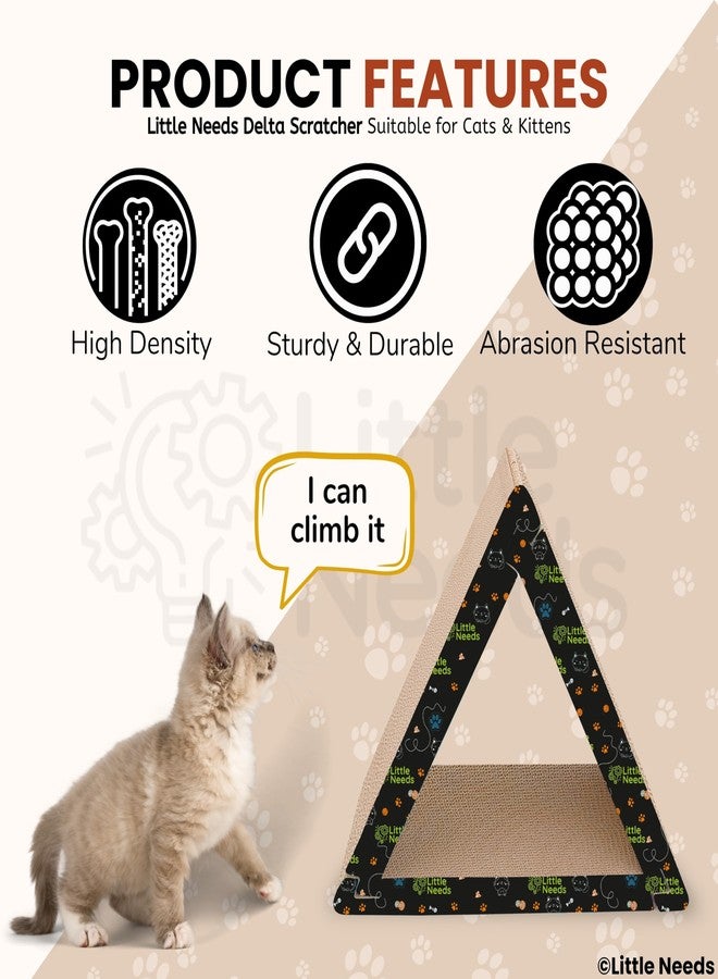Little Needs Corrugated Cardboard Cat Scratcher with Catnip - (Delta Scratcher) | 18 inch Detachable 3-Side Scratch Pad for Indoor Cats & Kittens | Textured Design for Claw Care & Furniture Protection - Image 4
