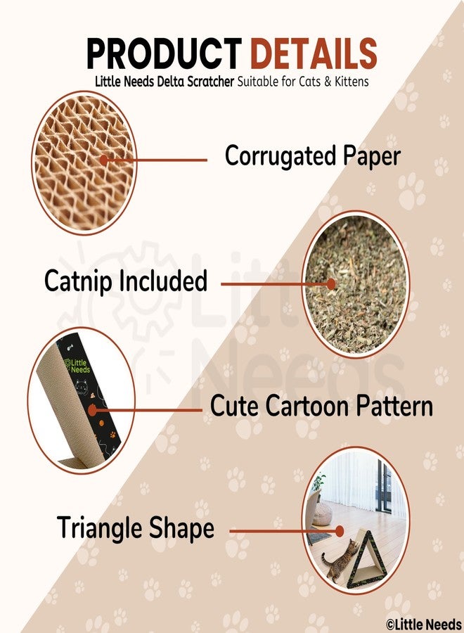 Little Needs Corrugated Cardboard Cat Scratcher with Catnip - (Delta Scratcher) | 18 inch Detachable 3-Side Scratch Pad for Indoor Cats & Kittens | Textured Design for Claw Care & Furniture Protection - Image 5
